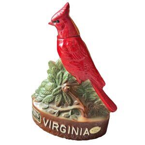 1972 Ezra Brooks Cardinal Bird Figural EMPTY Decanter Bottle S-N-39 Ceramic VA